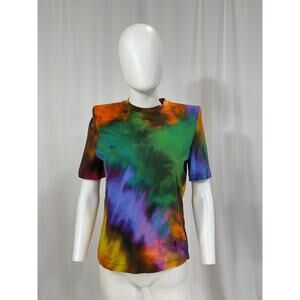 The Attico Green Padded-Shoulder Tie-Dye Cotton T-Shirt Size 36 IT
